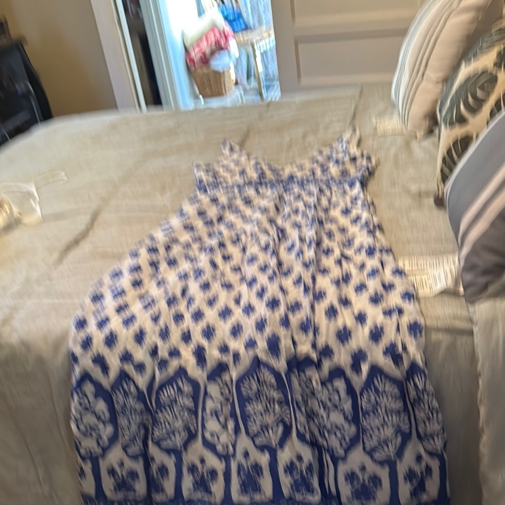 Blue and White Patterned Dress